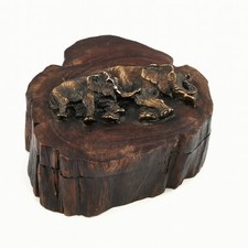 Hand-Carved Wooden Elephant Trinket Box – Rustic Keepsake Storage