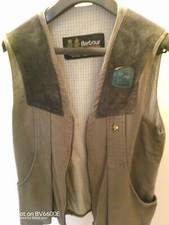 Barbour Green Moleskin Shooting  waistcoat gilet Suede Patches Large