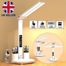 LED Reading Desk Lamp Double-Head Foldable Table Night Light Dimmable USB UK