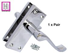 Door Handles Victorian Scroll Polished Chrome Large Back Plate Modern Interior 