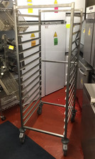 Mobile 2/1 Gastronorm 65mm Trolley 15 Tray Capacity Rack Tall Castors