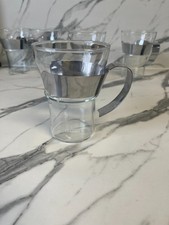 Set of 5 Bodum Glass Mugs with Stainless Steel Wrap Handles