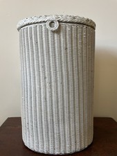 Vintage Genuine Lloyd Loom Lusty Laundry Basket Bathroom Chippy Paint Half Moon