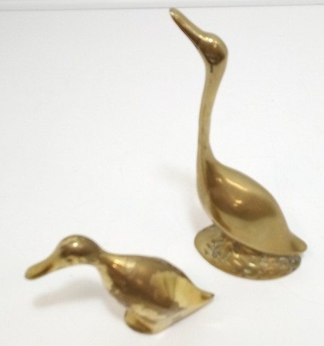 Brass duck figurines set 2 - brass,