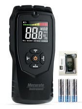 Mecurate Pinless Moisture Meter Damp Detector Wood Building 9 Setting 4Modes LCD