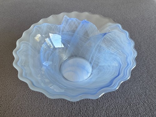 Blue opaque swirl glass - m&s,