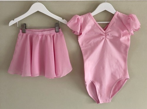 Girls pink leotard with skirt - girls,