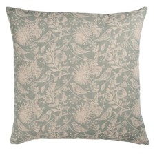 Aviary Toile Extra-Large Cushion Cover. Shabby Chic Duck Egg Blue. 23x23" XL