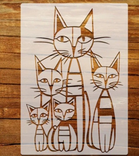 R79 abstract cats stencil - r79,