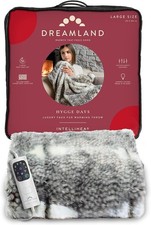 Dreamland 16893 Heated Blanket Luxury Fallow Deer Faux Fur Throw Hygge Days Grey