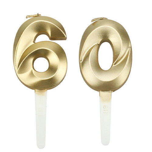 Gold glitter number candle - 60,