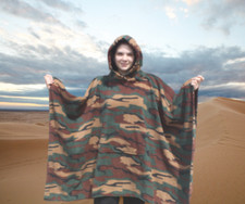 Jungle Camouflage Fleece Hooded Blanket Scout Guide Camp Blanket Poncho