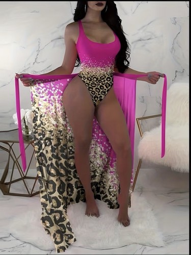 Pink leopard print glitter - pink,