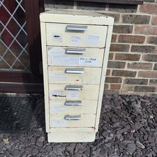 Old white Bisley style 6 Drawer Filing Cabinet Unit Home Office Work Metal
