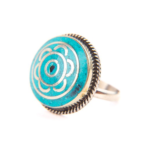 Tibetan ring turquoise stone - turquoise,