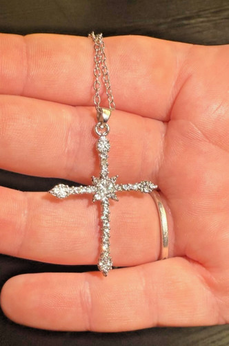 Diamante cross necklace - diamante,