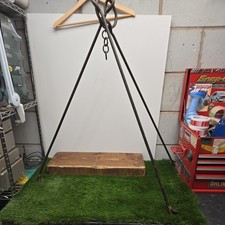 Vintage Camping Cast Iron Tripod Travel Cooking Pot, Folding/Portable.