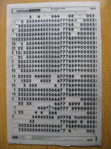 Letraset numbers futura - x,