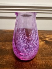 Caithness Vintage Pink Glass Posy Vase with White Swirls