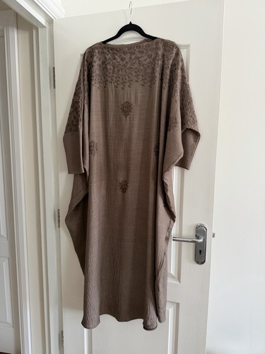 Chocolate brown linen abaya - linen,