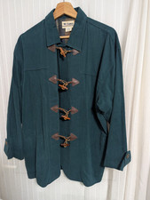 Tanner Country Ranch Wear Men's Shirt Made in USA Green Toggle Size M Overshirt