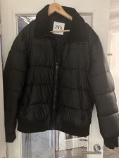 ZARA BLACK PADDED PUFFA QUILTED JACKET WATER REPELLENT SIZE XL 16 