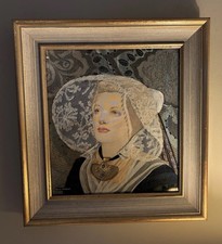 Mary Ireland Painted Silk ( Antique/vintage) (Oil portrait Painting Style)