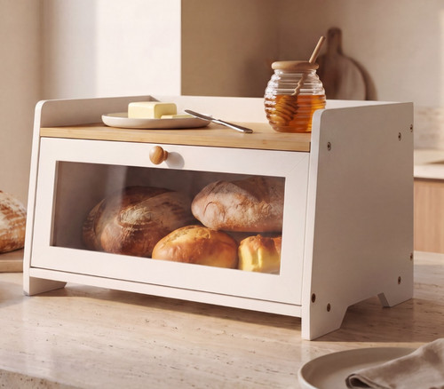 Bread bin with shelf - shelf, flip