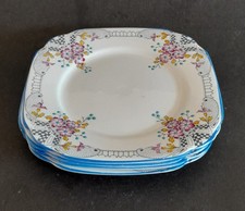 4 Beresford Bros Clarence China Side / Tea / Dessert Plates, Pink Flower design