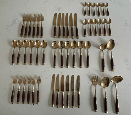 Vintage rosewood and brass - and,