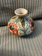 Moorcroft Vase Decorated In Trial Poppy’ Pattern Squat Form 14/3/1996 Signed