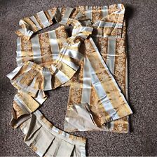 2 PAIRS VTG Silk On Cotton Lined Curtains +pelmets   each curtain 66”w 46” Drop
