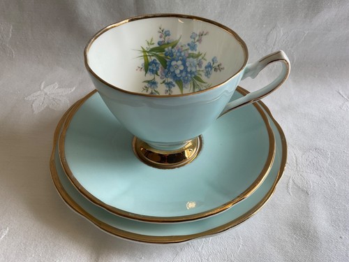 Bone china blue harlequin - harlequin, trio
