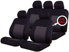 For Fiat Punto Mackworth Black/Navy Sports 9 Pce Front/Rear Seat Covers