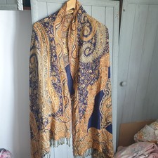 Paisley Shawl Scarf Blue Gold