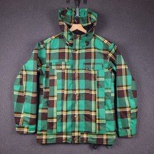 VANS Jacket Mens M Medium Green Check Ski Snowboard Coat Waterproof Hooded