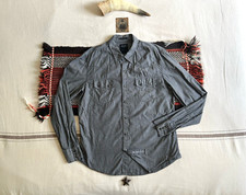 Levi’s Sawtooth Western Shirt L Grey Chambray Slim Fit Black Metal Snaps
