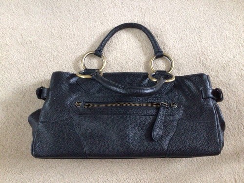 Black leather handbag - black,