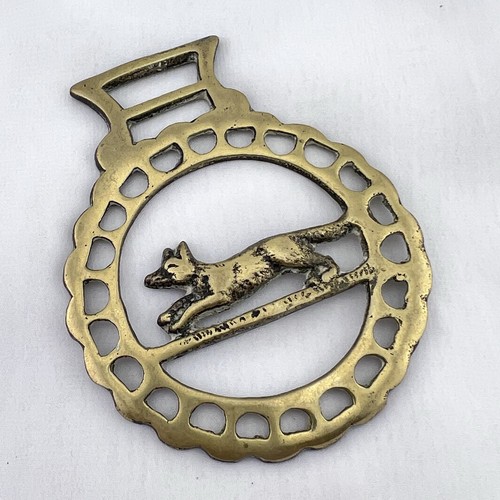 Brass horse medallion antique - horse,