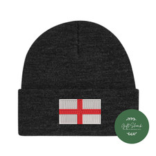 England Flag Beanie Hat | Embroidered St George’s Cross | Cosy Winter Knit Hat
