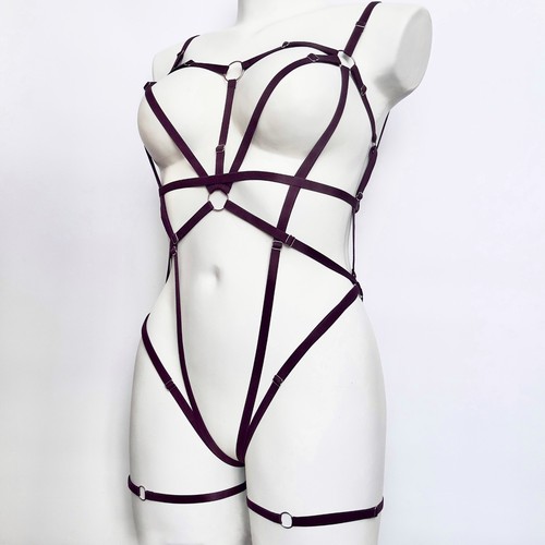 Strappy harness bodysuit with - strappy,