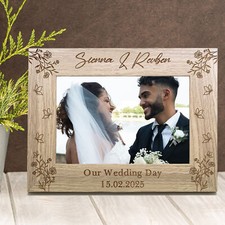 Personalised Engraved Wooden Photo Frame - Perfect Wedding Day Gift Bride Groom