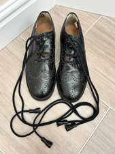 The Highland Collection Mens Black Leather Shoes Ghillie Brogues Formal Kilt UK8