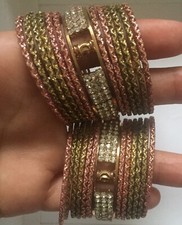 SALE!2 SETS!GIRL Diamond 24 PINK/GOLD/BRONZE BANGLE&2PATLA BOLLYINDIAN PAKISTANI