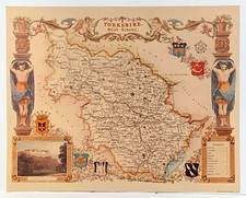 Yorkshire West Riding reproduction map print heavy textured paper