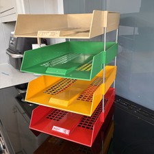 Vintage 4 Tier A4 Filing Tray Letter Tray Office Desk Stationary Stackable Midas