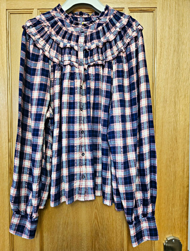 Boden navy pink plaid ruffle - boden,