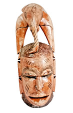 carven wooden mask wall hanging elephant head