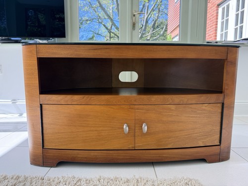 Walnut curved stand - tv,