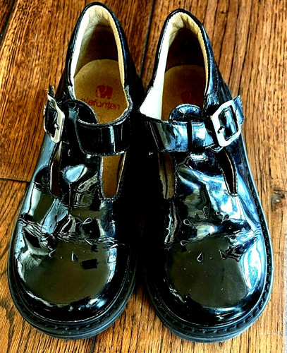 Girls black patent leather - black,